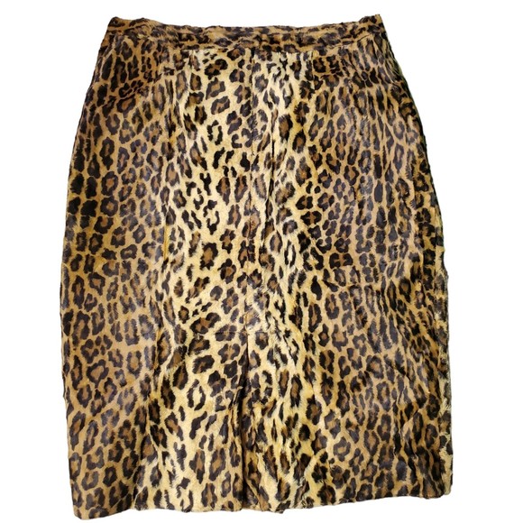 Zelda Pencil Skirt Leopard Print Faux Fur Skirt Brown sz 16 - Picture 2 of 5